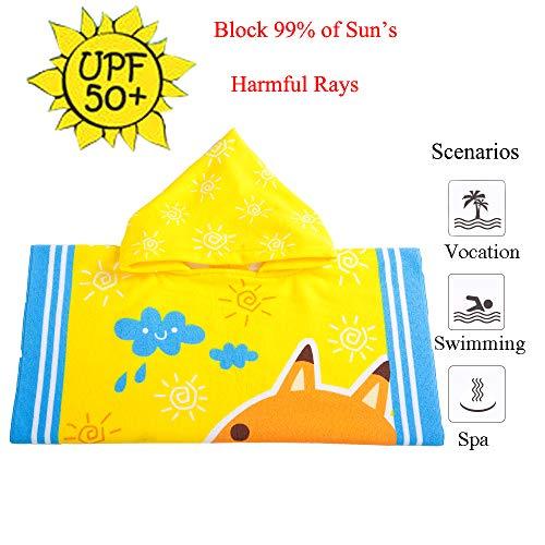 HETH Kids Hooded Beach and Bath Towel 100% Cotton Beach Swimming Coverup for Age 2-8 Years Old Multi-use for Bath/Shower/Pool(Tiger Shark)