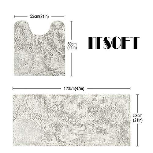 ITSOFT 3pc Non-Slip Shaggy Chenille Bathroom Mat Set