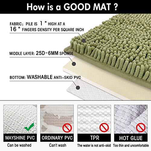 MAYSHINE Non-Slip Bathroom Rug Shag Shower Mat Machine-Washable Bath Mats with Water Absorbent Soft Microfibers, 20" W x 32" L, Turquoise