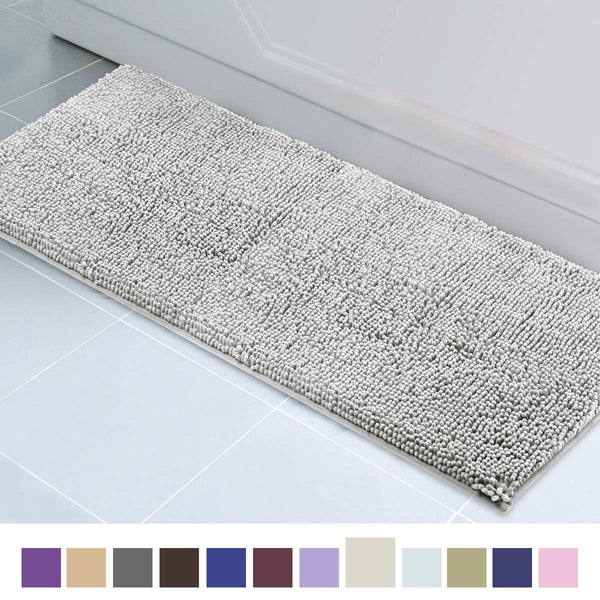 ITSOFT Non Slip Shaggy Chenille Soft Microfibers Bathroom Rug with Water Absorbent, Machine Washable, 21 x 34 inches Charcoal Gray