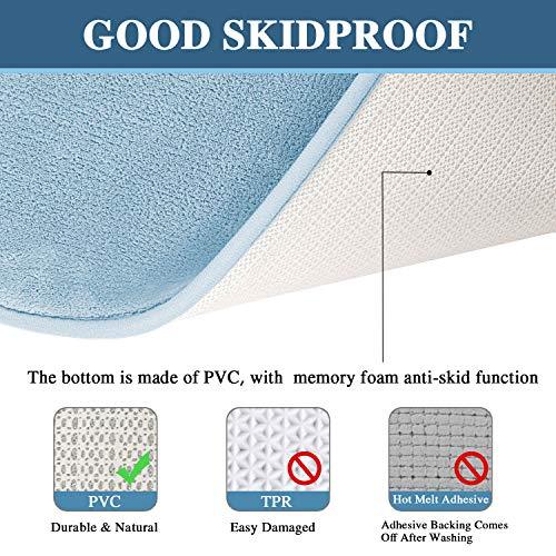 H.VERSAILTEX 2 Pack Non Slip Memory Foam Bathroom Rugs Non Slip Bath Mats Super Absorbent Extra Cozy, Foot Massage Flannel Bathroom Rugs/Carpets Machine-Washable and Fast Dry (Gray, Each 17" x 24")