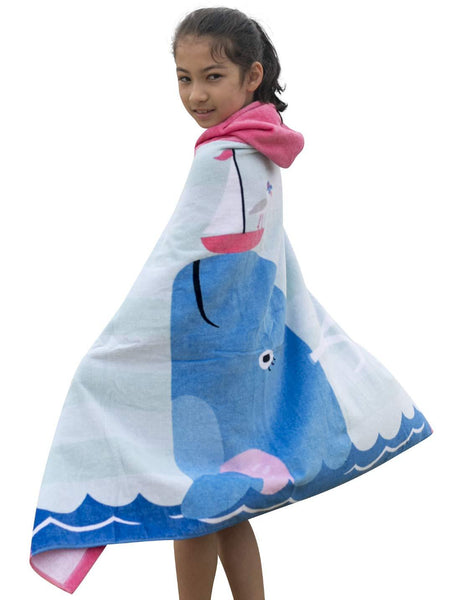 Athaelay Kids Beach Towels for 1 to 5 Years Old, Cotton, Use for Baby Toddler Boys Bath Pool Swim Poncho Cover-ups Cape, Extra Large 24x48, Ultra Breathable and Soft for All Seasons, Shark Theme