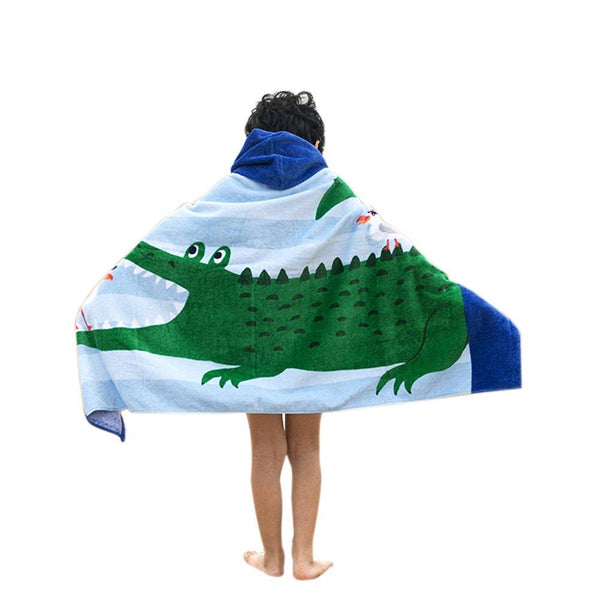 Bavilk Kids Children Hooded Poncho Dinosaur Swim Beach Bath Towel for Girls / Boys