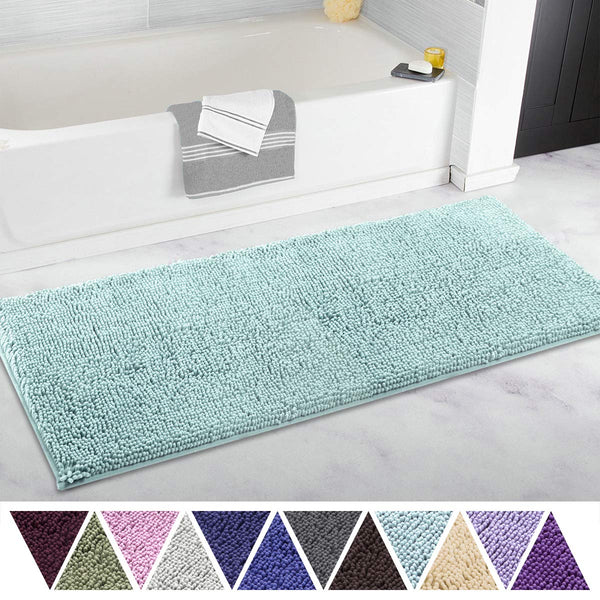 ITSOFT Non Slip Shaggy Chenille Soft Microfibers Bathroom Rug with Water Absorbent, Machine Washable, 21 x 34 inches Charcoal Gray