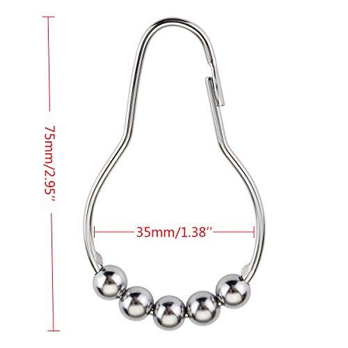 Amazer Shower Curtain Hooks Rings, Stainless Steel Shower Curtain Rings and Hooks for Bathroom Shower Rods Curtains-Set of 12-Polished Nickel