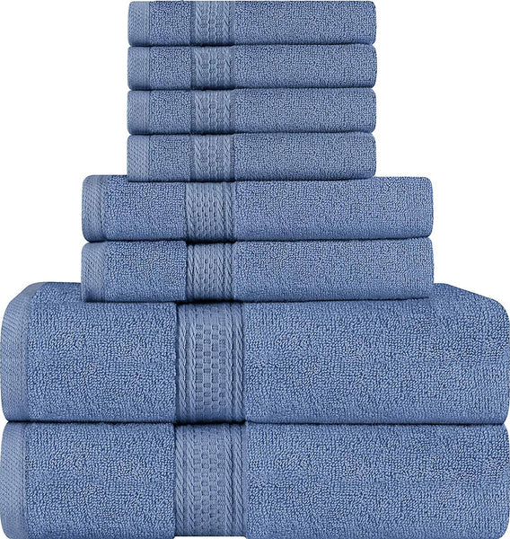 Utopia Towels 8 Piece Towel Set, Dark Grey, 2 Bath Towels, 2 Hand Towels, and 4 Washcloths