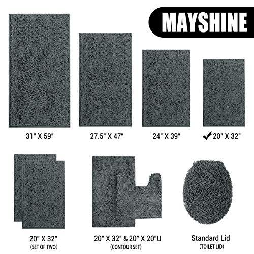 MAYSHINE Non-Slip Bathroom Rug Shag Shower Mat Machine-Washable Bath Mats with Water Absorbent Soft Microfibers, 20" W x 32" L, Turquoise