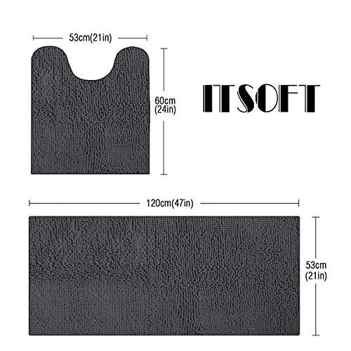 ITSOFT 3pc Non-Slip Shaggy Chenille Bathroom Mat Set